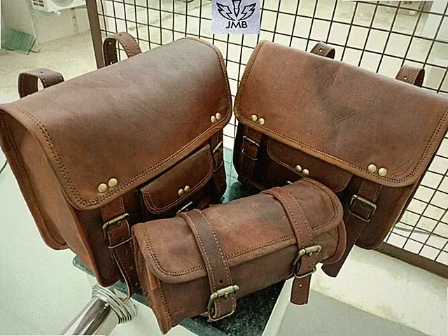 Bicycles saddlebag 1 Pair Goat Leather saddlebags Panniers 3Brown Bag New