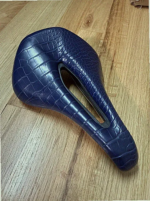 Blue leather saddle 160mm x 250mm road gravel mountain bike seat short power