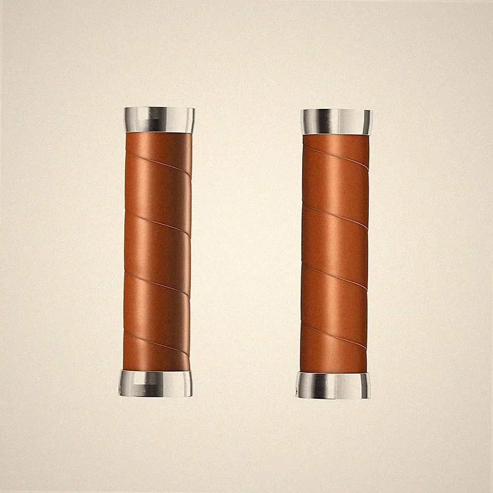 Brooks Slender Leather Bicycle Grips Honey both sized at 130 mm