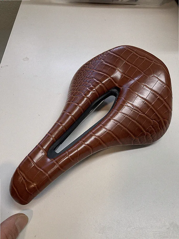 Brown leather saddle 160mm x 250mm road gravel mountain bike seat short power