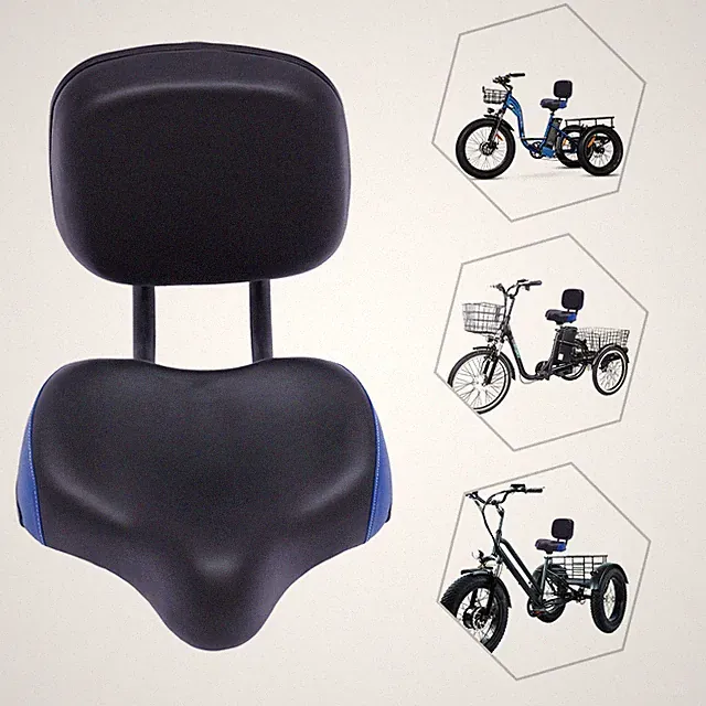 Electric Bicycle Saddle Seat Pad w/ Back Rest Wide Comfort Tricycle Bike new USA