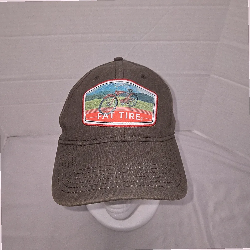 Fat Tire Hat New Belgium Brewing Vintage Bicycle Blue Leather Strap Baseball Cap