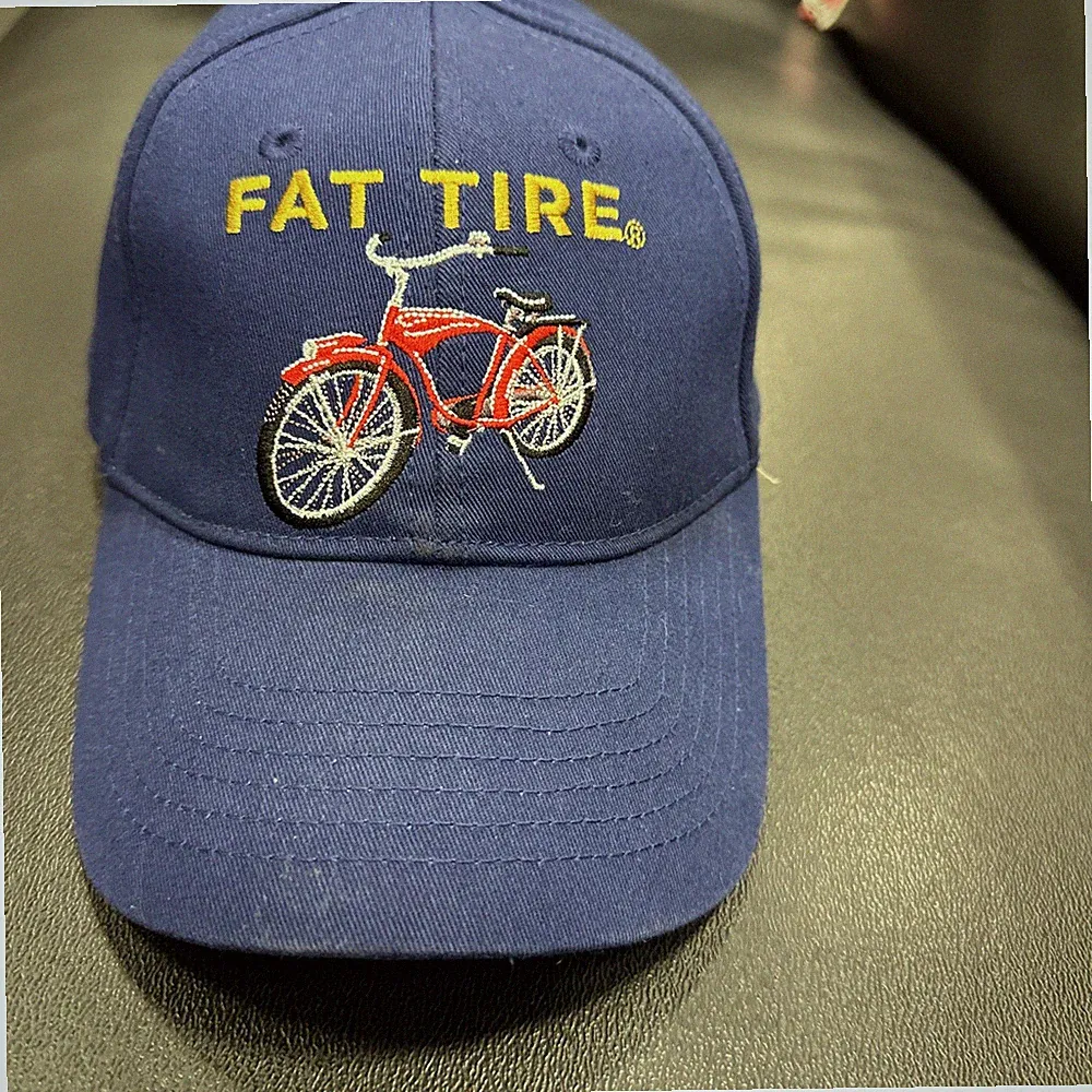 FAT TIRE New Belgium Brewing Bicycle Blue Leather Strap Baseball Cap Hat