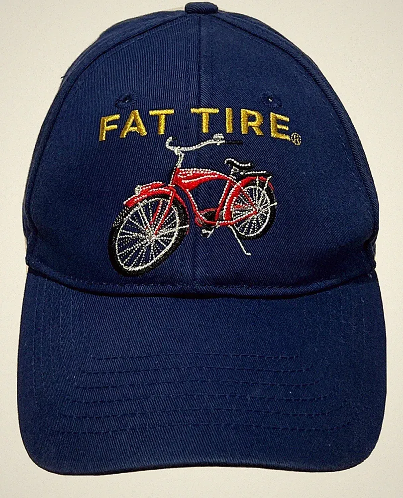 Fat Tire New Belgium Brewing Bicycle Leather Adjustable Strap Blue Baseball Cap
