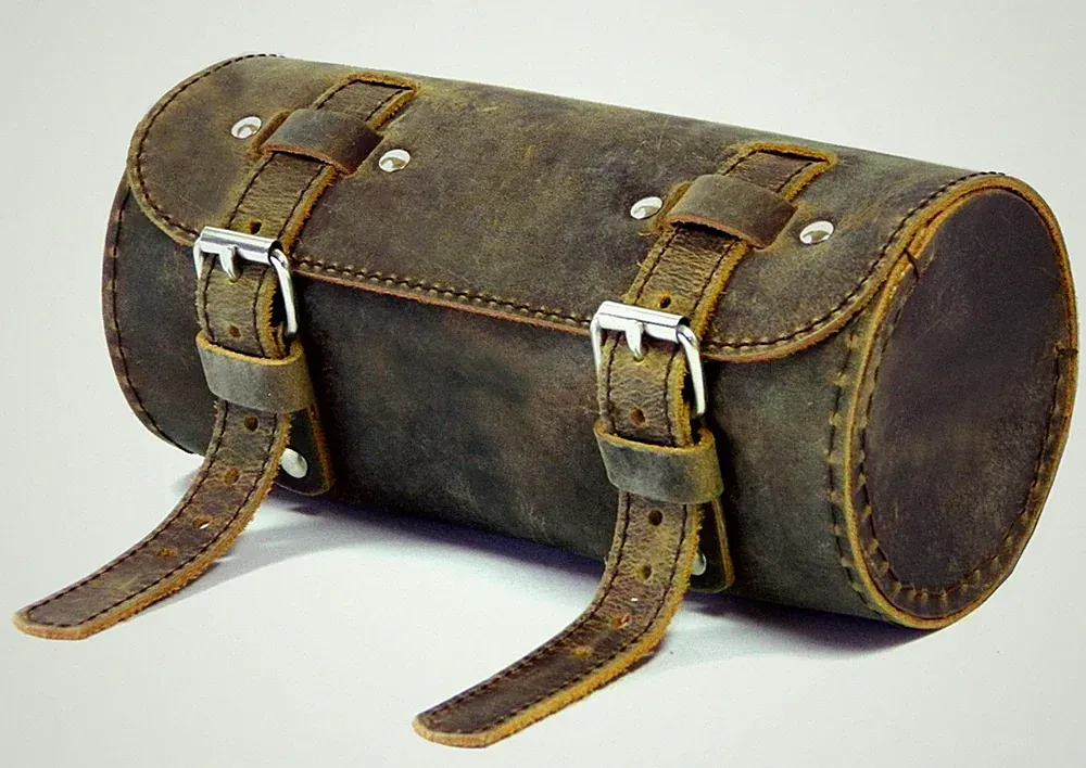 Genuine Leather Bicycle Saddle Bag Utility Tool kit handlebar vintage crazy B...