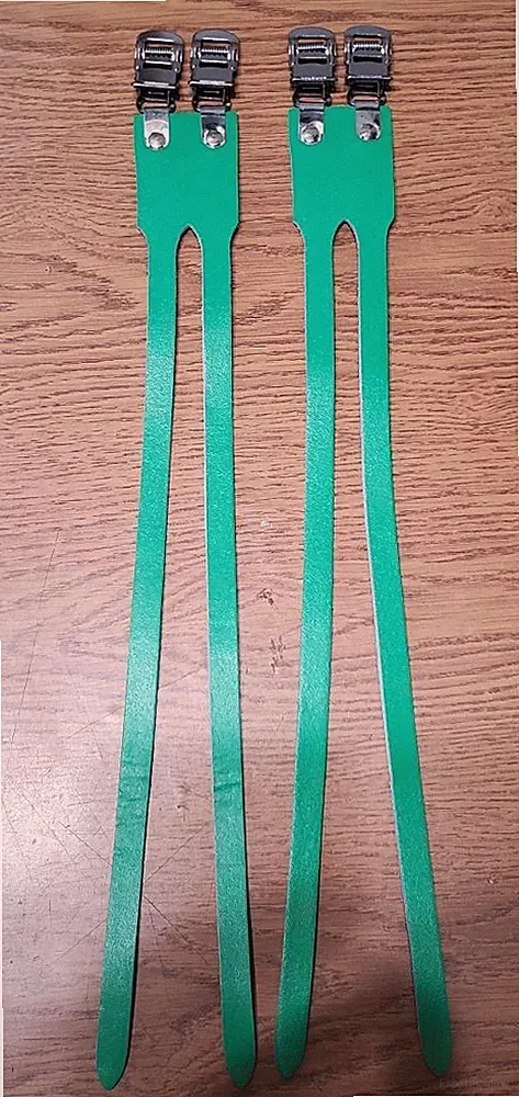 Green Leather Double Toe Straps Bicycle Pedal Straps Cruiser BMX Fixed Gear