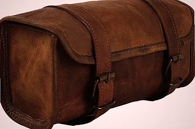 Handmade Buff Leather Handlebar Bag Brown Saddle Bike Bag Bicycle Tool Bag