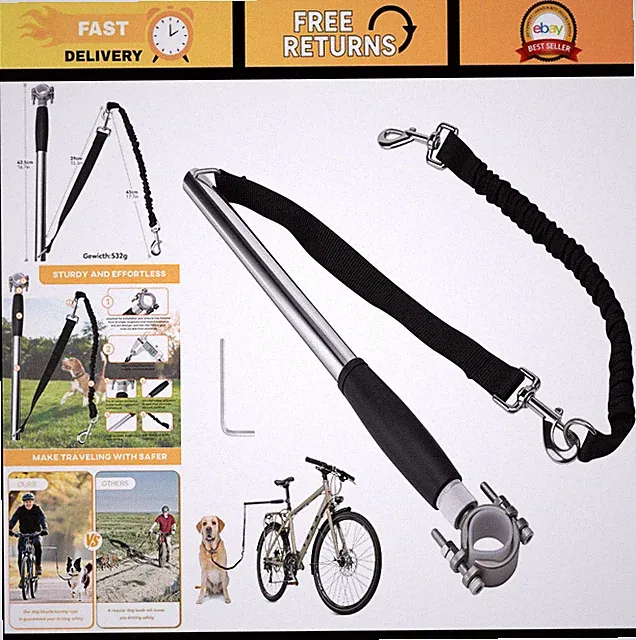 Hands-Free Dog Bike Leash - Heavy Duty Bicycle Attachment for Medium Large Dogs