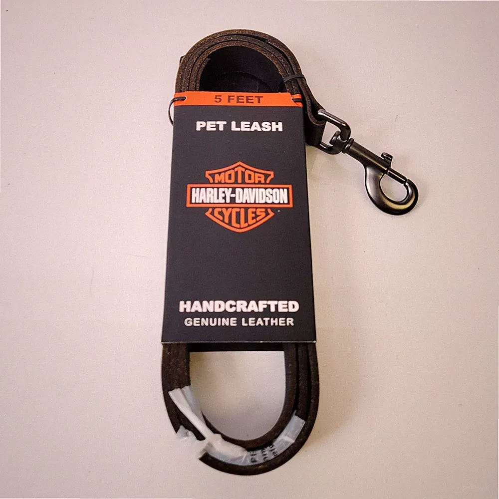 Harley-Davidson Black Leather Dog Pet Leash B&S Rivets MPC260-08