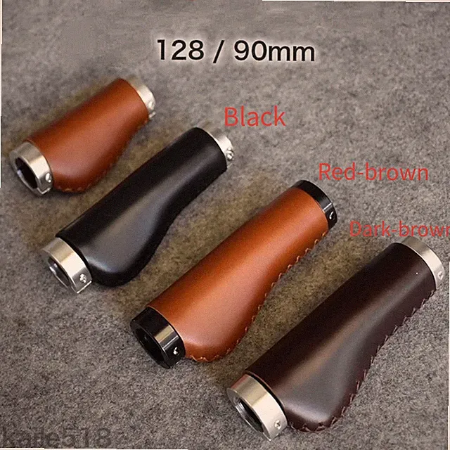 Leather Bicycle Ergonomics Grip Vintage Bike Handlebar Long/Short Grips