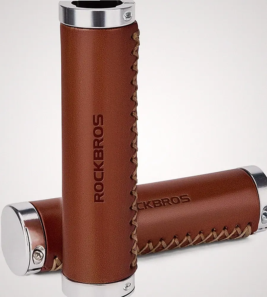 Leather Bike Handlebar Grips for 22.2mm Vintage Mountain Bike Folding Bicycle fo