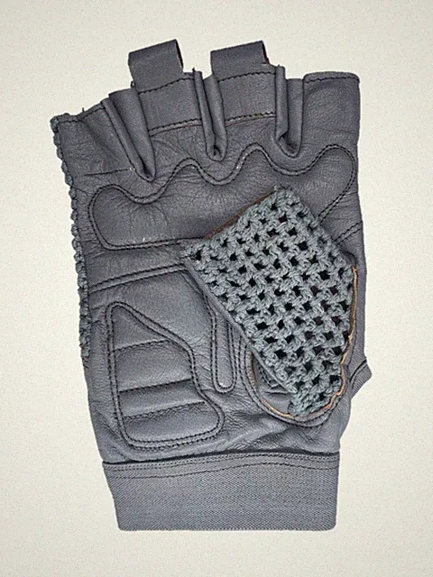 Leather Crochet Cycling / Bicycle Gloves - Grey