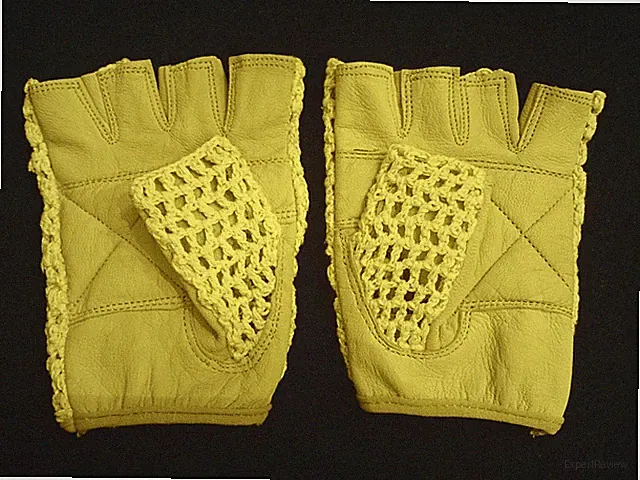 Leather Crochet Cycling / Bicycle Gloves - Vintage Yellow
