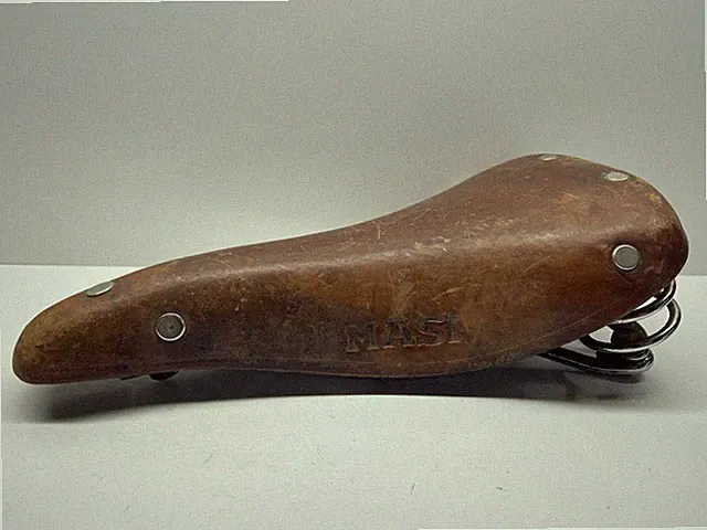 Masi Leather Saddle Seat Road Bike Fixed Gear Fixie Vintage Spring Rivet RARE