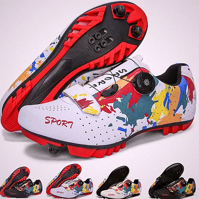 Men Mtb Cycling Sneakers Cyclocross Bike Trainers Black White Road Cycling Shoes