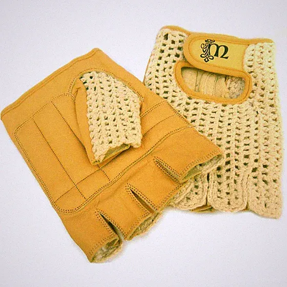 MURPHY COTTON CROCHET LEATHER PADDED VINTAGE STYLE BICYCLE GLOVES SHIPS FREE USA