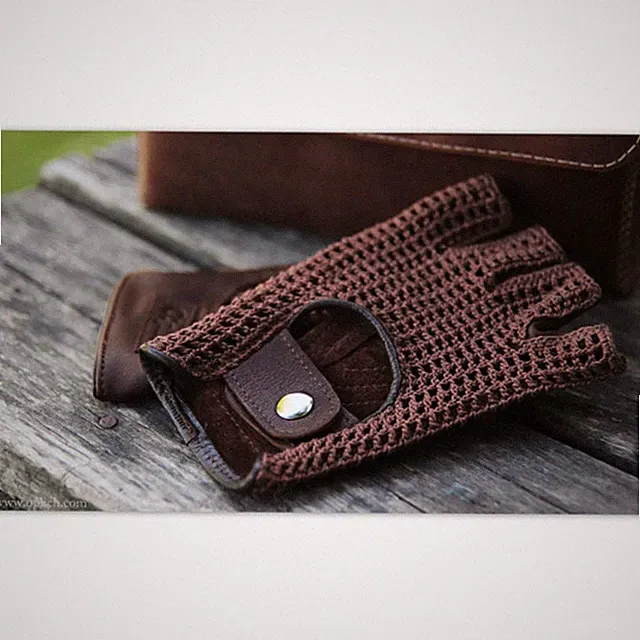 New Retro Real Leather Men Fingerless Driving cycle Gloves Unlined Chauffeur