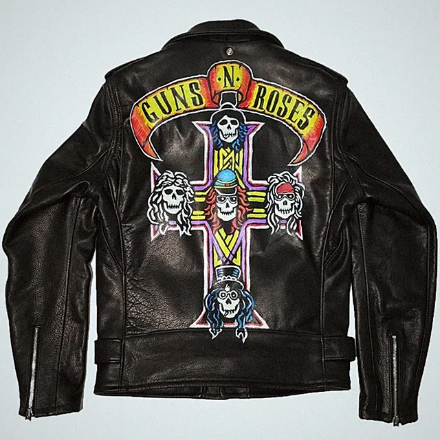 Paradise City AXL Rose Guns N Roses Black Leather Jacket Motorcycle Jacket