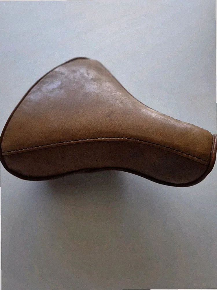 Persons Brown Leather Cruiser Bicycle Saddle Seat w/ Springs Made in USA No Rust