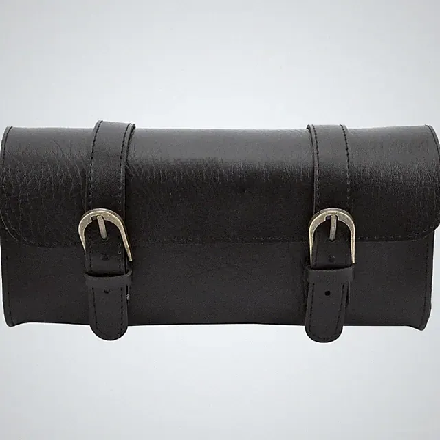 ‌PU Leather Bike Handlebar Bag - Retro Vintage Seat Bag with Adjustable Strap...