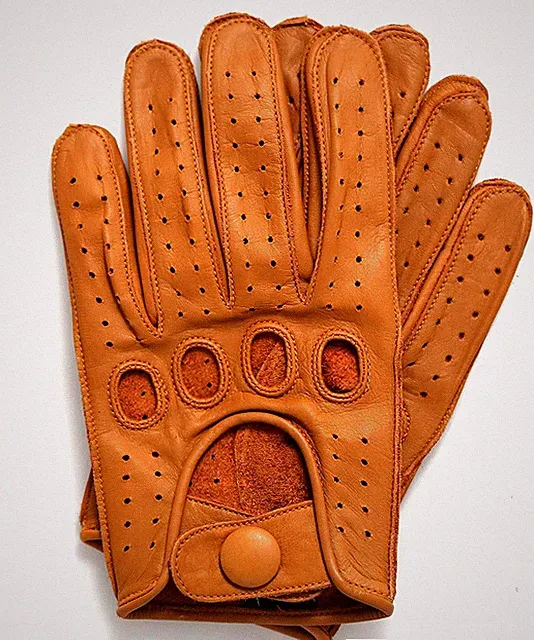 Riparo Men's Reverse Stitched Leather Driving Motorcycle Cosplay Gloves - Cognac