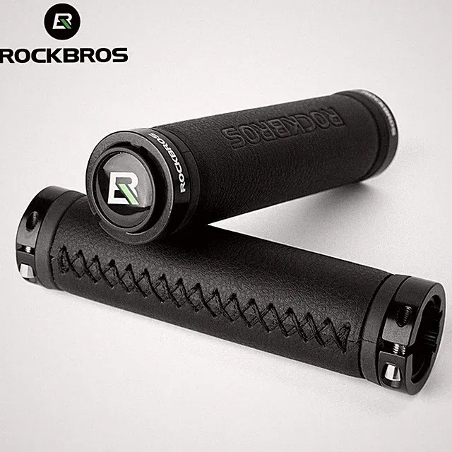 ROCKBROS Bike Handlebar Grips Microfiber Leather Double Lock Anti-Slip Handlebar