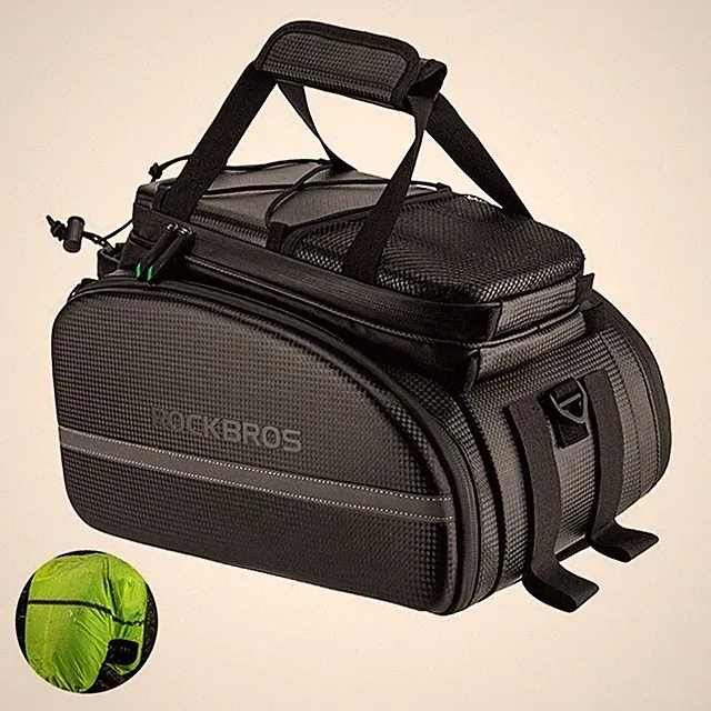 ROCKBROS Bike Rack Bag Trunk Waterproof Carbon Leather Bicycle Rear Seat Pannier