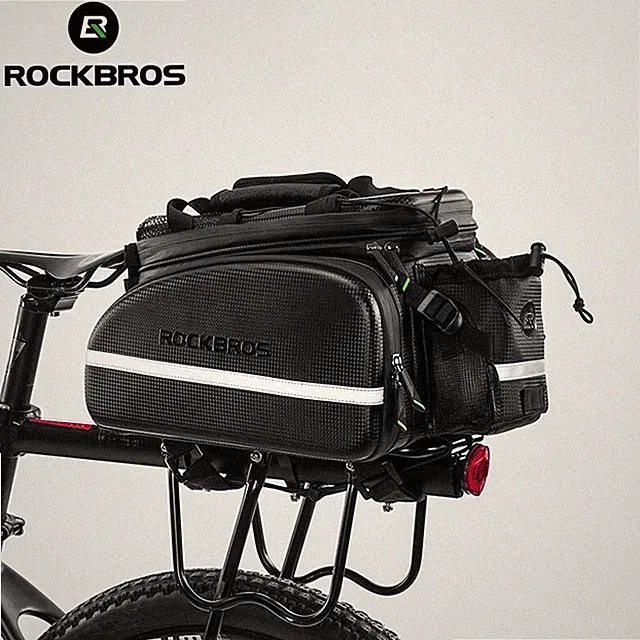 ROCKBROS Bike Rear Rack Bag Waterproof Trunk Commuter Bike Cargo Bag Large 10L