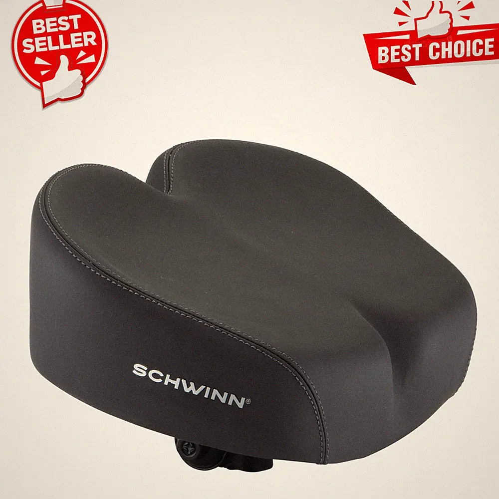 Schwinn Cruise Noseless Bicycle Saddle Black Wide Cushion Foam Comfort Bike Seat