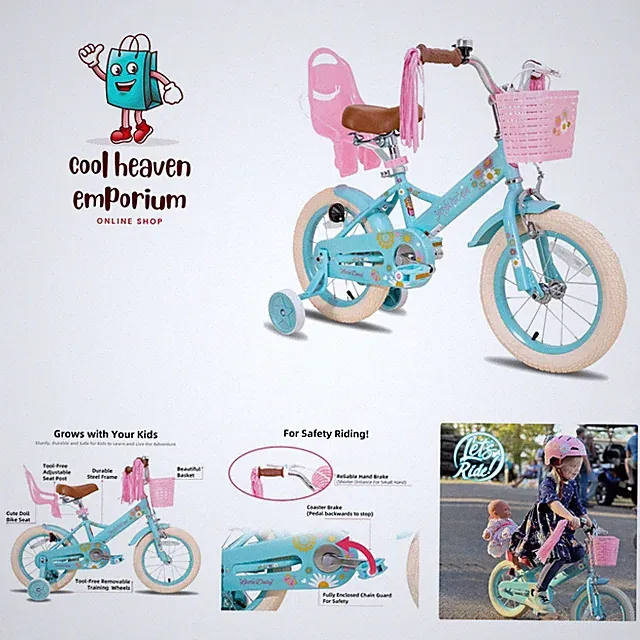 Vibrant 12 Inch Little Daisy Kids Bike with Training Wheels - Best for Ages 2-10
