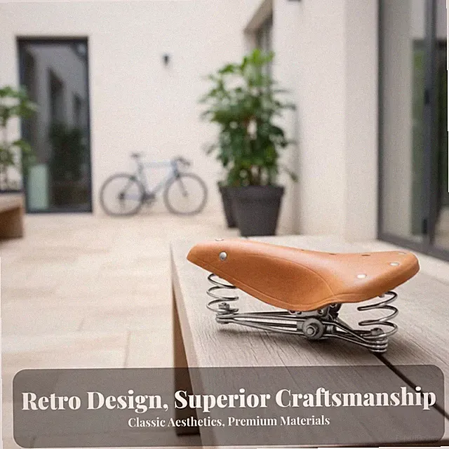 Vintage Leather Bike Saddle Comfortable Retro Cowhide Bike Cushion