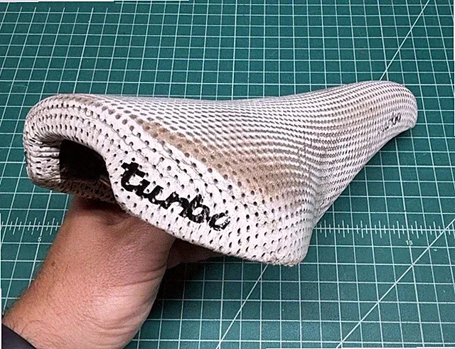 Vintage Selle Italia Turbo Perforated White Leather Saddle Bike track fixed gear