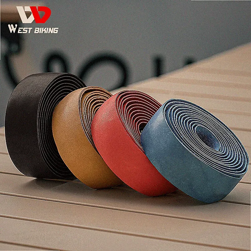 WEST BIKING Genuine Leather Bicycle Handlebar Tape Road Bike Retro Color Belt
