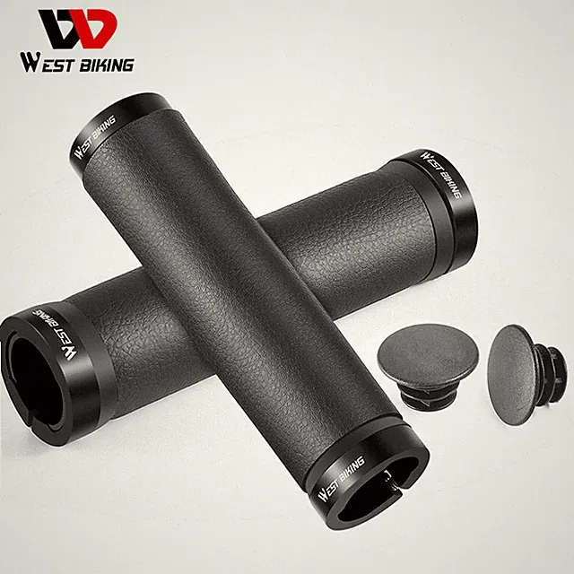 WEST BIKING Leather Bike Grips Lock-on Cycling Bicycle Handlebar Grips 22.2mm
